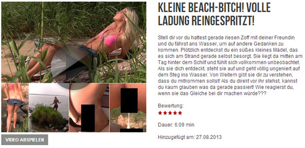 Kleine Beach-Bitch! Volle Ladung reingespritzt!